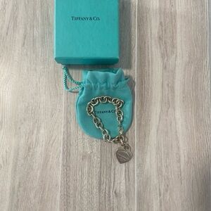 Authentic Tiffany & Co. Silver Chain Bracelet with Heart Charm
